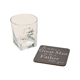 Amore Whisky Glass and Coaster Set - Father of the Bride