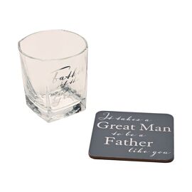 Amore Whisky Glass and Coaster Set - Father of the Groom