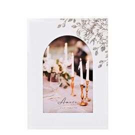Amore White Floral Glass Arch Photo Frame 4" x 6"