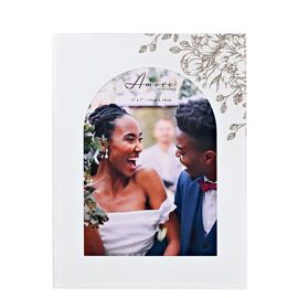Amore White Floral Glass Arch Photo Frame 5" x 7"