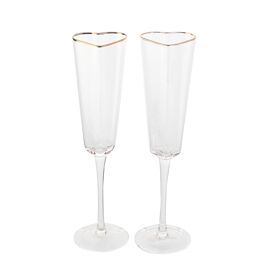 Amore Set of 2 Heart Shaped Flute Glasses