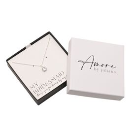Amore Silver Plated Necklace Crystal Pendant - Bridesmaid