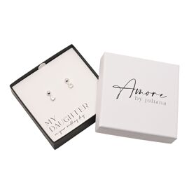Amore Silver Plated Earrings Crystal - Daughter