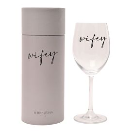Amore Wine Glass Black Words - Wifey