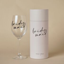 Amore Wine Glass Black Words - Bridesmaid