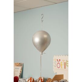**MULTI 4** Silver Plastic Balloon With Ribbon W200 x H250mm