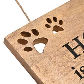 **MULTI 4** Best of Breed Paw Prints Mango Wood Plaque - "Home Is Where The Paws Are"