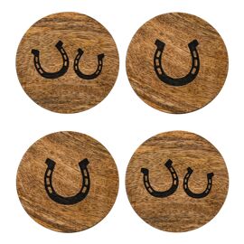 Best of Breed Set of 4 Mango Wood Horseshoe Coasters