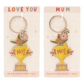 **ASTD MULTI 24** Bear Hugs Trophy Metal Keyrings  - Mum & Love You