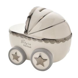 Bambino Ceramic Pram Shaped Money Box