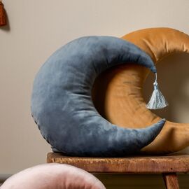 Bambino Velvet Cushion Moon 36cm Blue