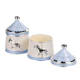 Bambino Silverplated Tooth & Curl Set - Blue Carousel