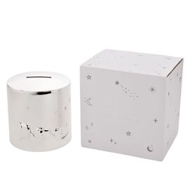 Bambino Silverplated Round Money Box with Elephants