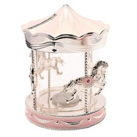 Bambino Silver Plated Money Box Carousel - pink