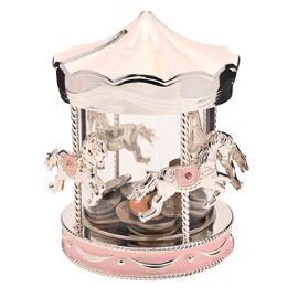 Bambino Silver Plated Money Box Carousel - pink