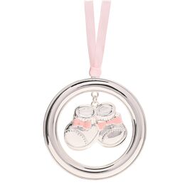 Bambino Silver Plated Hanging Bootie - Pink