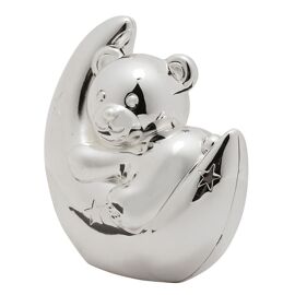 Bambino Silver Plated Money Box - Bear & Moon