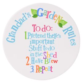 Brightside Ceramic Round Coaster - Grandad's Garden Rules