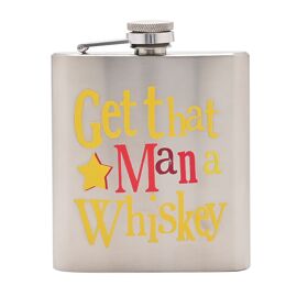 Brightside Stainless Steel 6oz Hip Flask - Get That Man a Whiskey