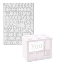 Bank Blox Personalisable Money Box with Full Alphabet Sticker Sheet - White