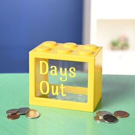 Bank Blox Personalisable Money Box with Full Alphabet Sticker Sheet - Yellow