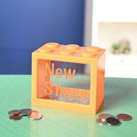 Bank Blox Personalisable Money Box with Full Alphabet Sticker Sheet - Orange