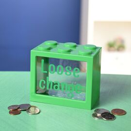 Bank Blox Personalisable Money Box with Full Alphabet Sticker Sheet - Green