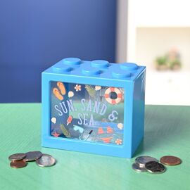 Bank Blox Blue Money Box - Sun, Sand and Sea