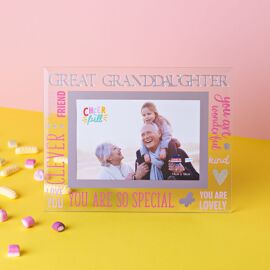 Cheerfull Glass Frame 3D Word 6" x 4" - Great Granddaughter