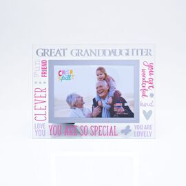 Cheerfull Glass Frame 3D Word 6" x 4" - Great Granddaughter