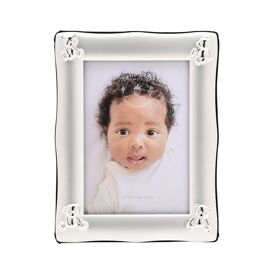 Hello Baby 2 Tone Silverplated Frame with Teddy Icons 3.5" x 5"