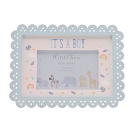 Petit Cheri Scallop Frame 6" x 4" Blue - Its A Boy
