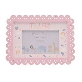 Petit Cheri Scallop Frame 6" x 4" Pink - Its A Girl