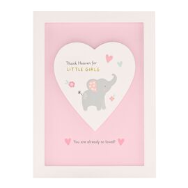 Hello Baby Framed Heart Plaque - Thank Heaven Little Girls