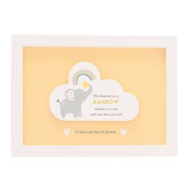 Hello Baby Framed Cloud Plaque - Rainbow
