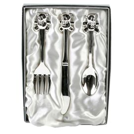 Silverplated Knife, Fork & Spoon Set with Teddy Tops *(96/24)
