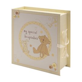 Button Corner Paperwrap Book Keepsake Box with Drawers