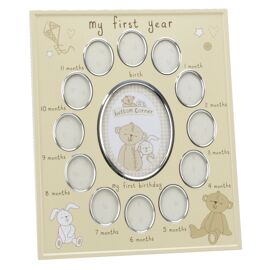 Button Corner Aluminium Photo Frame  "My First Year"