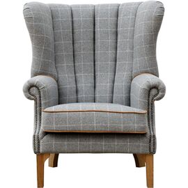 Fluted Wing Chair In Leather & Wool