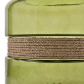 Hestia Green Recycled Glass Lantern with Twine