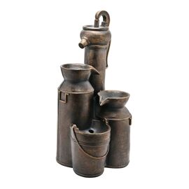 Country Living Water Fountain With Pump, Pots&  3 Lights