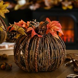 Country Living Handmade Natural Rattan Pumpkin Decoration