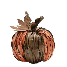 Country Living Woven Natural Leaves Pumpkin 14cm x 15cm