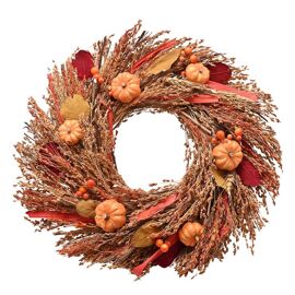 Country Living Natural Wheat & Pumpkins Autumn Wreath