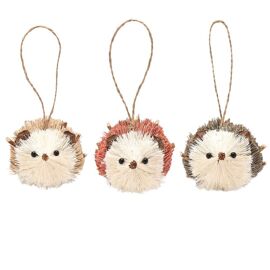Country Living Natural Handmade Hedgehog Hanging Decorations