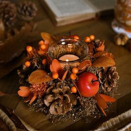 Country Living Natural Handmade Autumn Candle Holder - Small