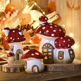 Country Living Toadstool Cottage with LED Light