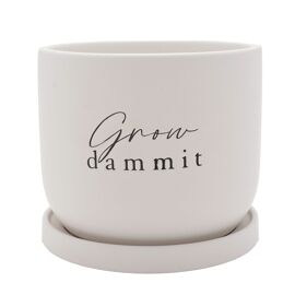 Country Living Ceramic Plant Pot - "Grow Damn It"