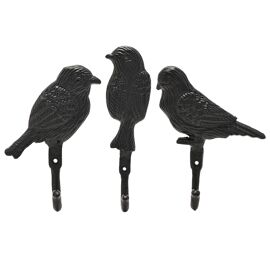 Set of 3 Country Living Cast Iron Wall Hooks - Birds