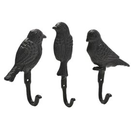 Set of 3 Country Living Cast Iron Wall Hooks - Birds